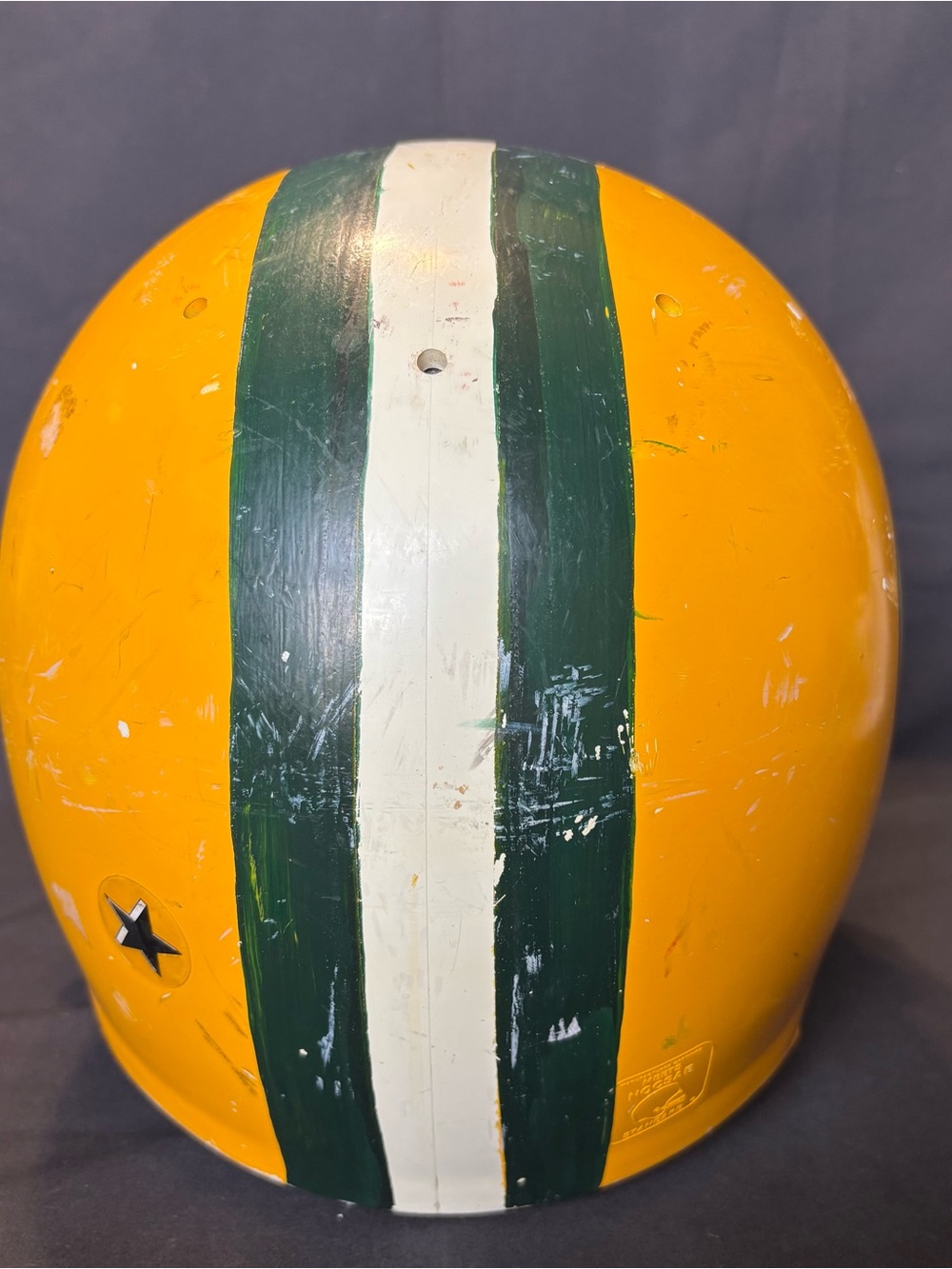 All-Star Youth Yellow Green Handpainted Football Helmet - Picture 4 of 8